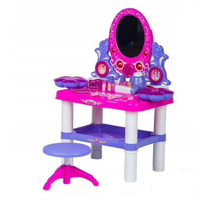 Jucarie Masuta Toaleta pentru Fete cu Scaunel si Diferite Accesorii, 24 Piese