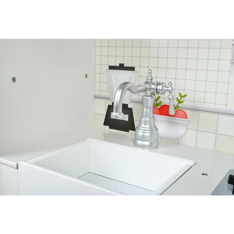 Bucatarie completa din lemn, chiuveta, aragaz, frigider, rafturi, 91x102.5x30 cm, Iso Trade, Alb