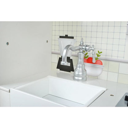 Bucatarie completa din lemn, chiuveta, aragaz, frigider, rafturi, 91x102.5x30 cm, Iso Trade, Alb