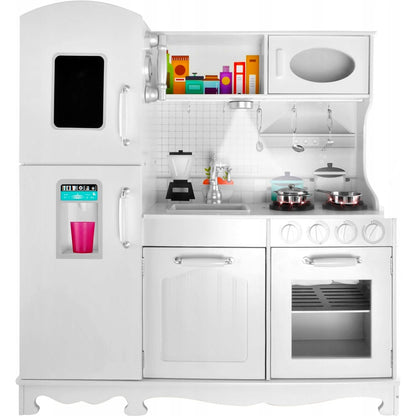 Bucatarie completa din lemn, chiuveta, aragaz, frigider, rafturi, 91x102.5x30 cm, Iso Trade, Alb