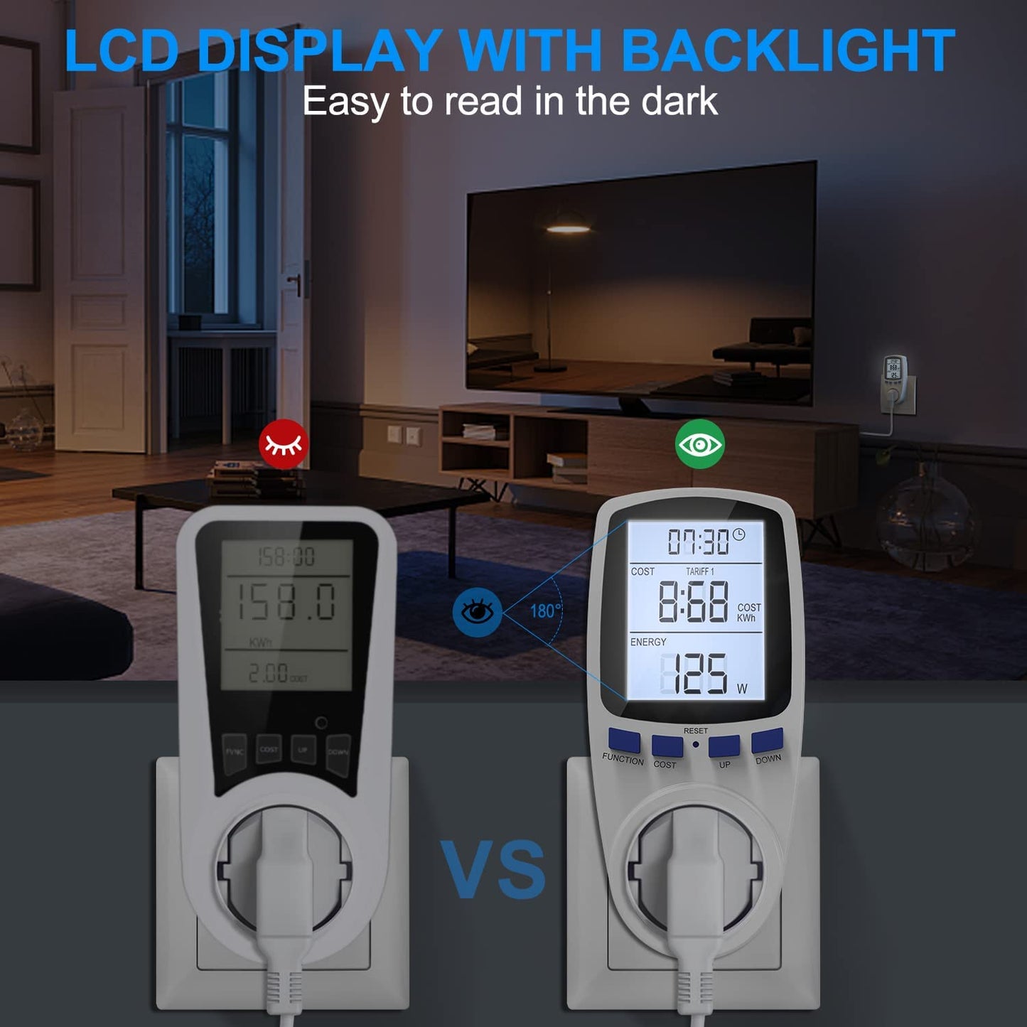 Priza cu wattmetru digital, MzoLife, Afisaj LCD, 230-250V, Alb