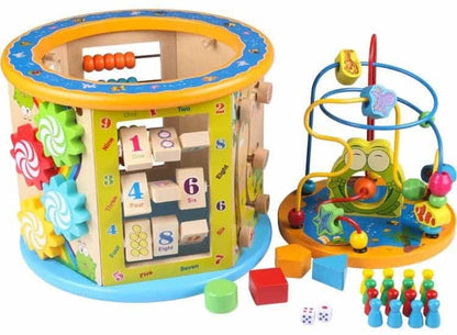 Centru de activitati din lemn 8 in 1 Broscuta vesela, eduBEBE, N40-1