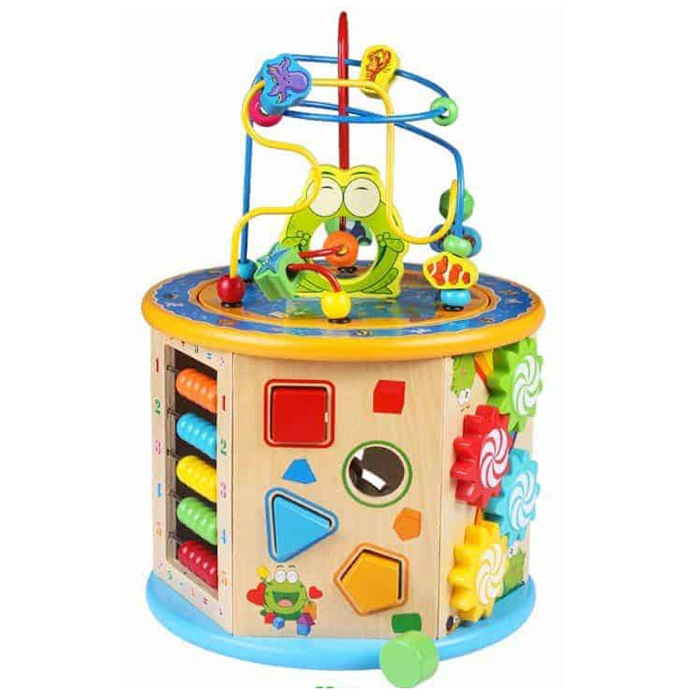 Centru de activitati din lemn 8 in 1 Broscuta vesela, eduBEBE, N40-1