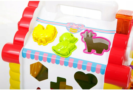 Casuta educativa, Hola Toys cu pian, forme si sunete, plastic, multicolor, 1-3 ani