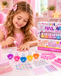 Kit unghii idealSTORE NAIL ART, Dimensiuni pachet 23 x 5 x 29 cm, Include OJE, Autocolante, Sclipici colorate, Un set de infrumusetare ideal pentru micile printese