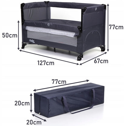 Patut turistic pliabil idealSTORE cu 2 Etaje, Saltea Moale, si geanta transport