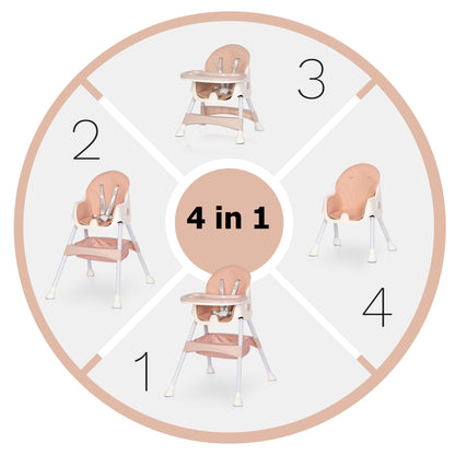 Scaun de masa bebe multifunctional 4 in 1 COLIBRO PICOLO, Pastel Pink