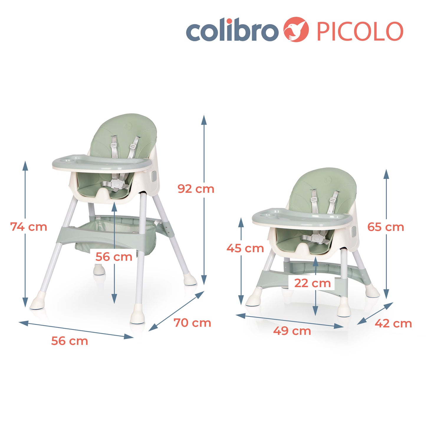 Scaun de masa bebe multifunctional 4 in 1 COLIBRO PICOLO, Pastel Pink