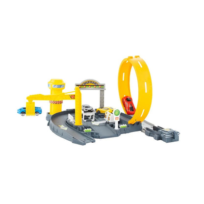Pista Masinute Track Parking cu Lansator si 4 Masinute, Macara si Benzinarie