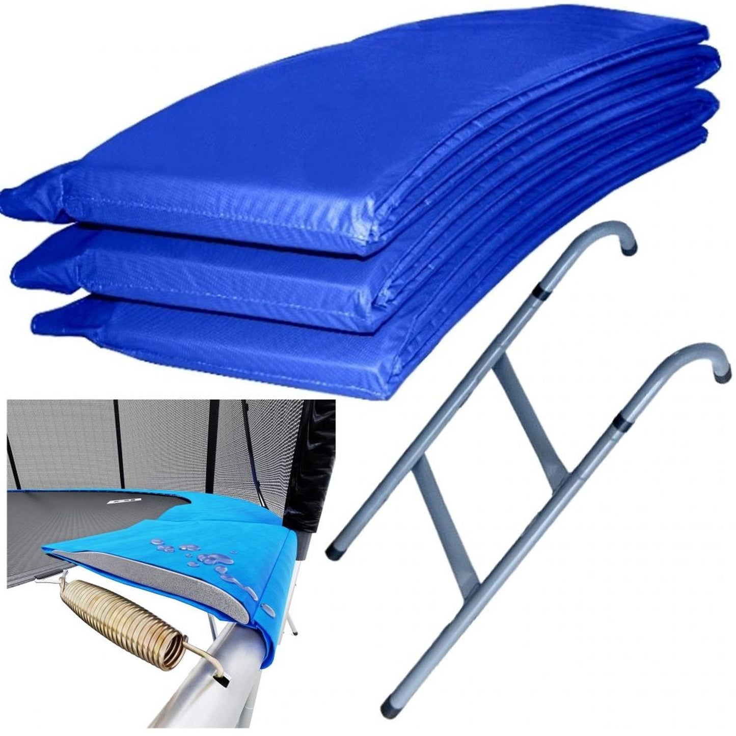 Trambulina pentru copii idealSTORE, Diametru 312 cm, Fabricata din Otel, 54 de arcuri, Sarcina 150 de Kg, Scara de Acces