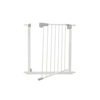 Poarta siguranta reglabila idealSTORE copii si animale 75-85 cm, otel, Alba