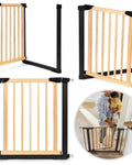 Poarta de Siguranta idealStore Barrier Children pentru Scari, dimensiuni ajustabile 75 - 82 cm, Fabricata din Otel si Lemn, culoare Negru Maro