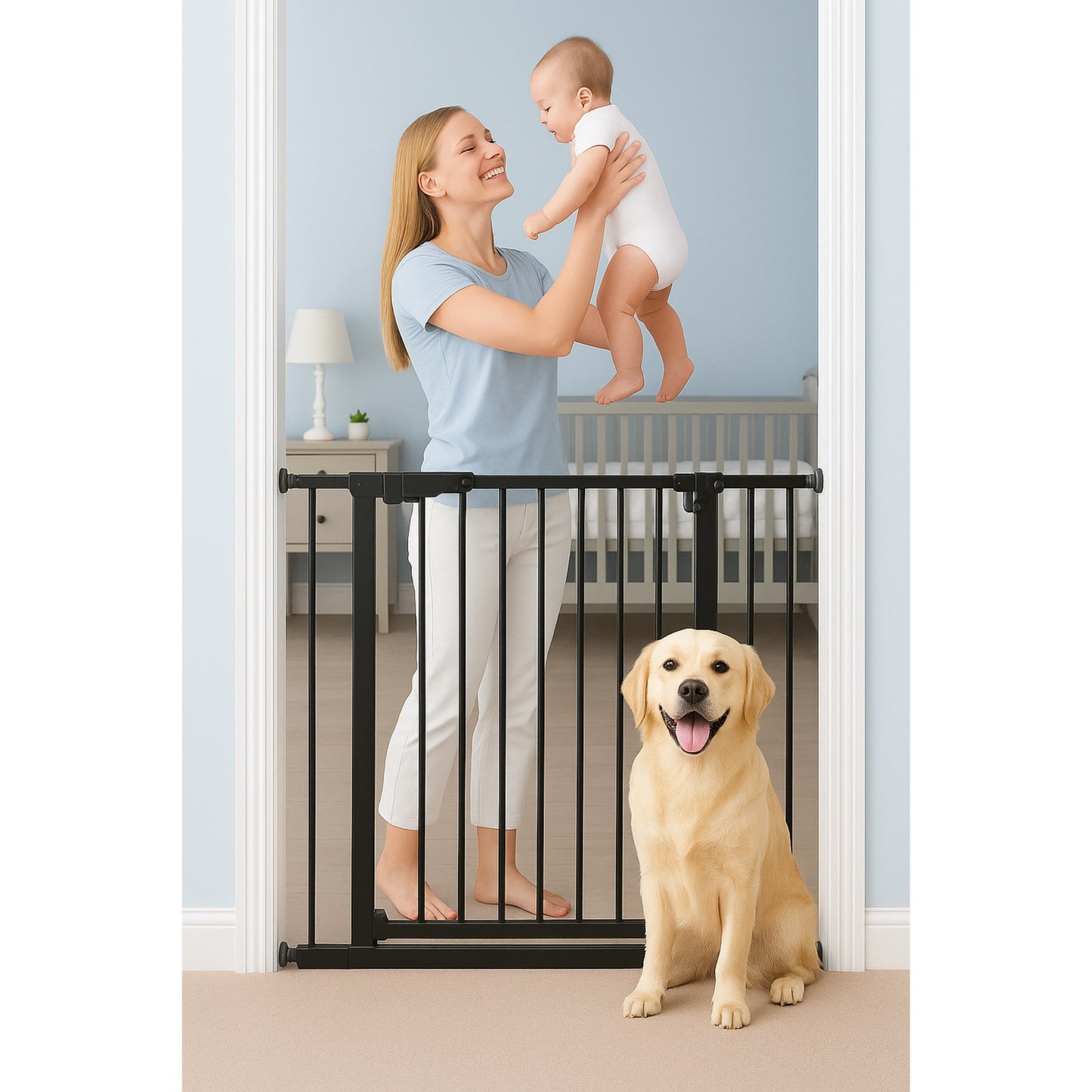 Poarta de Siguranta idealStore Safety Gate pentru Scari 75-117 cm Negru