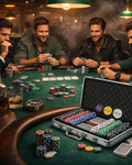 Set Poker 300 Jetoane idealSTORE Vegas Master Lux cu Servieta Aluminiu