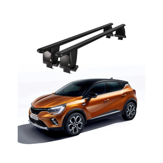Bare transversale portbagaj auto Renault Captur 2019+ idealSTORE, plafon neted, aluminiu, negru, blocare cu cheie