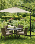 Umbrela de Gradina idealSTORE BeigeGarden, Deschidere 300 cm, Pliabila, Cadru Solid, Rezistenta Sporita (UV50+)