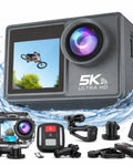 Camera de Actiune idealSTORE  5K Ultra HD, Foto 24 MP, 256 GB, Stabilizare imagine EIS, Microfon, WiFi, Port HDMI