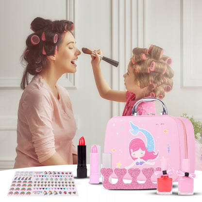 Trusa de Machiaj pentru copii Little Mermaid IdealSTORE,Include 22 de elemente pentru Machiaj, elemente pentru ingrijirea unghiilor