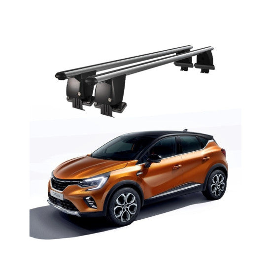Bare transversale portbagaj auto Renault Captur 2019+ idealSTORE, plafon neted, aluminiu, negru, blocare cu cheie