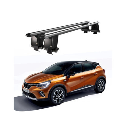 Bare transversale portbagaj auto Renault Captur 2019+ idealSTORE, plafon neted, aluminiu, negru, blocare cu cheie