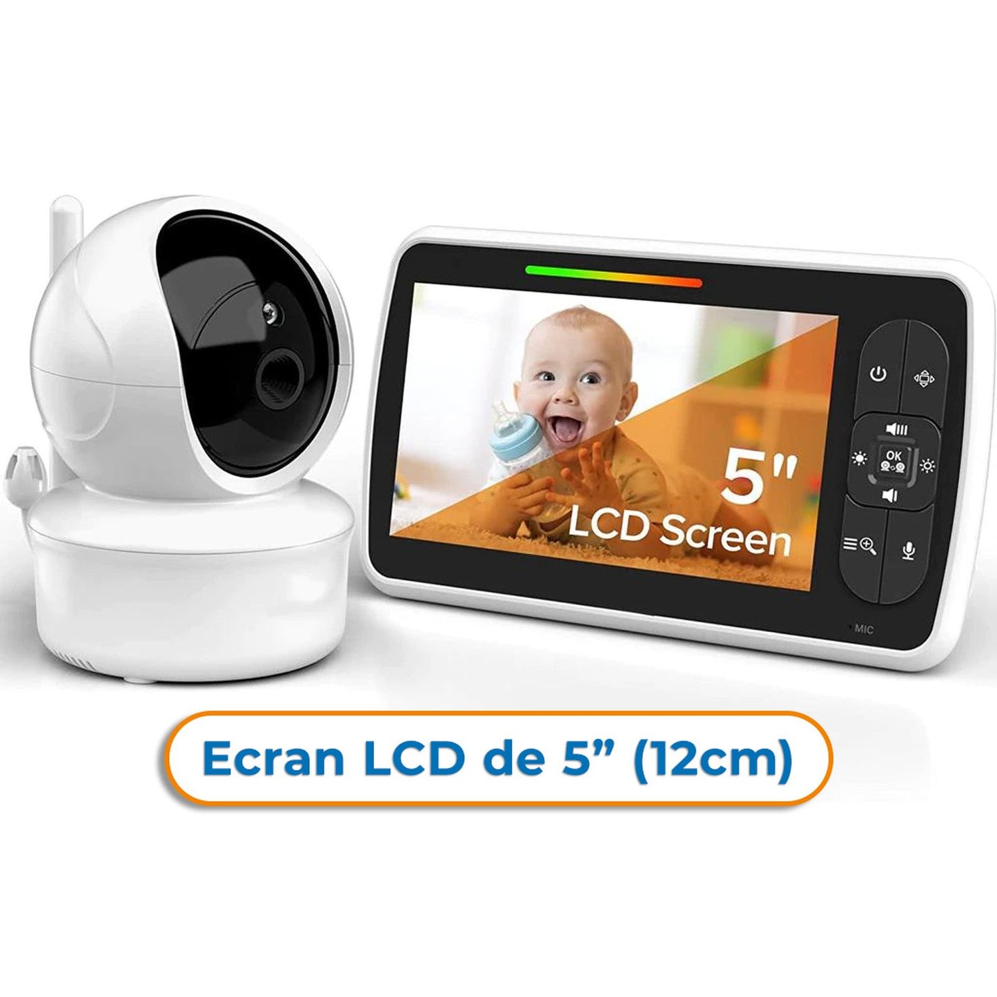 Sistem de Monitorizare Video si Audio Pentru Bebelusi Baby Angel idealStore, Ecran LCD Color 5 inch, Vedere Noctura cu Infrarosu, Monitor de Temperatura, Posibilitate de Interactiune cu Bebelusul, Cantece de Leagan, Wireless, Momento