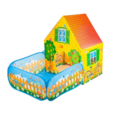 Cort de joaca pentru copii cu gradina idealSTORE FARM VILLAGE idealSTORE,Dimensiuni 110 x 90 x 150 cm
