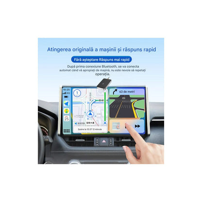 Adaptor Wireless CarPlay cu AI idealSTORE,compatibil Wireless CarPlay si Android,Conectare Automata, Conectare la Microfonul Masinii, Sincronizare Rapida