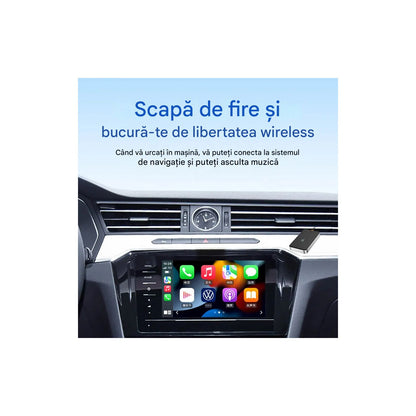 Adaptor Wireless CarPlay cu AI idealSTORE,compatibil Wireless CarPlay si Android,Conectare Automata, Conectare la Microfonul Masinii, Sincronizare Rapida