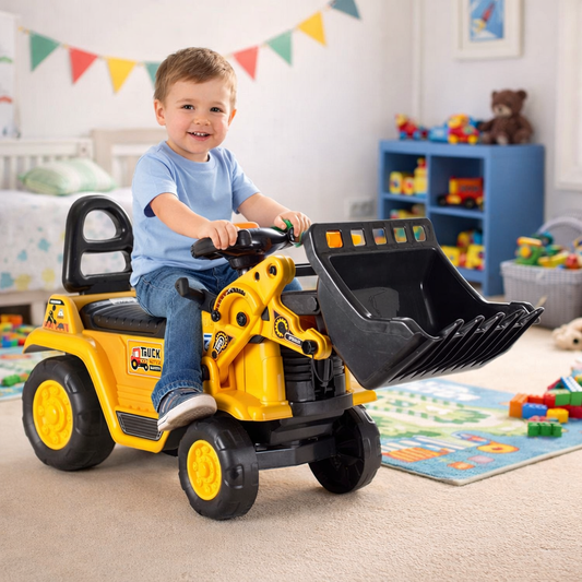 Masinuta Interactiva Buldozer 3 in 1 idealSTORE , Echipata cu functie Olita, Accesorizata cu Volan si Manete pentru a spori jocul de rol