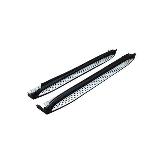 Praguri auto idealSTORE, Set stanga / dreapta, Aluminiu/PVC, Negru cu insertii argintii, Pentru Mercedes ML W164 2006-2011