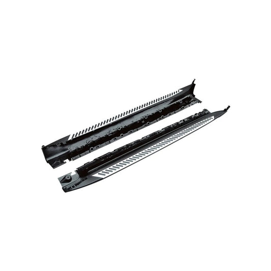 Praguri Auto idealSTORE, Compatibile BMW X5 F15 2013-2018, Design Estetic, Material din Aluminiu, Protectie Impotriva Loviturilor, Montaj Rapid si Sigur, Culoare Negru cu Insertii Argintii