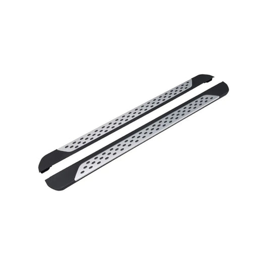 Praguri Auto idealSTORE, pentru Nissan Qashqai J11, Aluminiu, Protectie, Negru cu Insertii Argintii, 2 buc