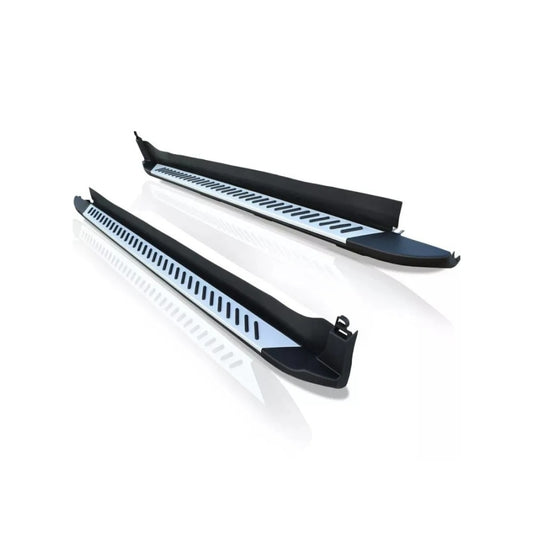 Praguri Auto idealSTORE, Compatibile BMW X3 F25 / BMW X4 F26 2011-2017, Design Estetic, Material din Aluminiu, Protectie Impotriva Loviturilor, Montaj Rapid si Sigur, Culoare Negru cu Insertii Argintii