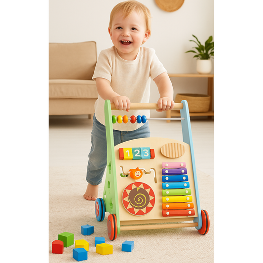 Premergator Interactiv Wooden Puzzle idealSTORE ,Ajuta la invatarea primilor pasi,dezvolta abilitati manuale,Coordoneaza miscarea