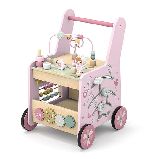 Premergator din Lemn Educational 6 in 1 pentru Copii IdealStore Roz