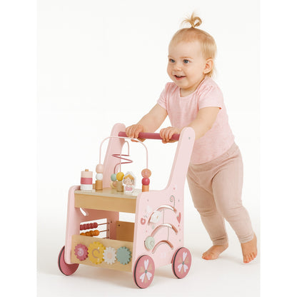 Premergator din Lemn Educational 6 in 1 pentru Copii IdealStore Roz