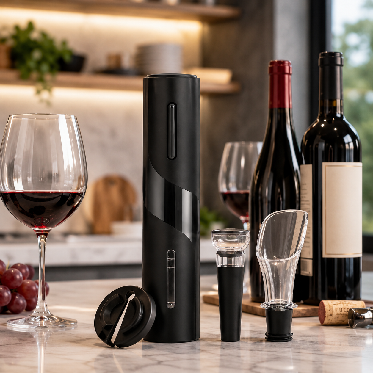 Desfacator electric pentru vin idealSTORE, Acumulator reincarcabil prin cablu USB-C