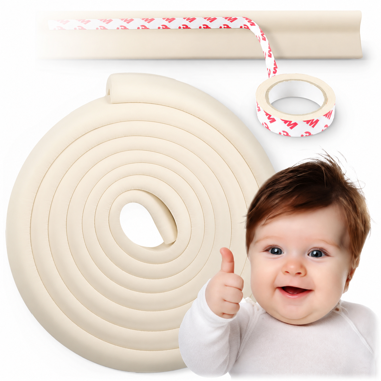 Banda protectie colturi si margini mobila 2 m IdealSTORE alba