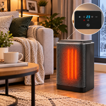 Radiator electric Mini HotFire idealSTORE, Putere 1500w, Detine 2 trepte de putere, Termostat reglabil intre 10°C-40°C