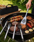 Set 5 ustensile si accesorii pentru gratar GrillMixx idealSTORE, Fabricate din otel inoxidabil