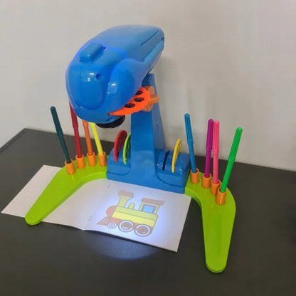 Set proiector pentru desen cu imagini luminate CLASStitude, 32 imagini, 12 markere, carte de desen, inaltime reglabila, Albastru / Verde