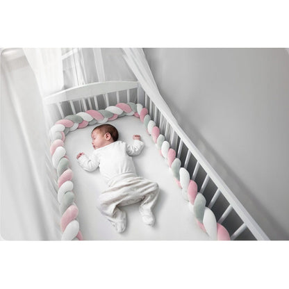 Protectie Laterala pentru Patut idealSTORE, Lungime 3 m, Material moale, Placut la atingere, Roz-Gri