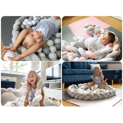 Protectie Laterala pentru Patut idealSTORE, Lungime 3 m, Material moale, Placut la atingere, Gri