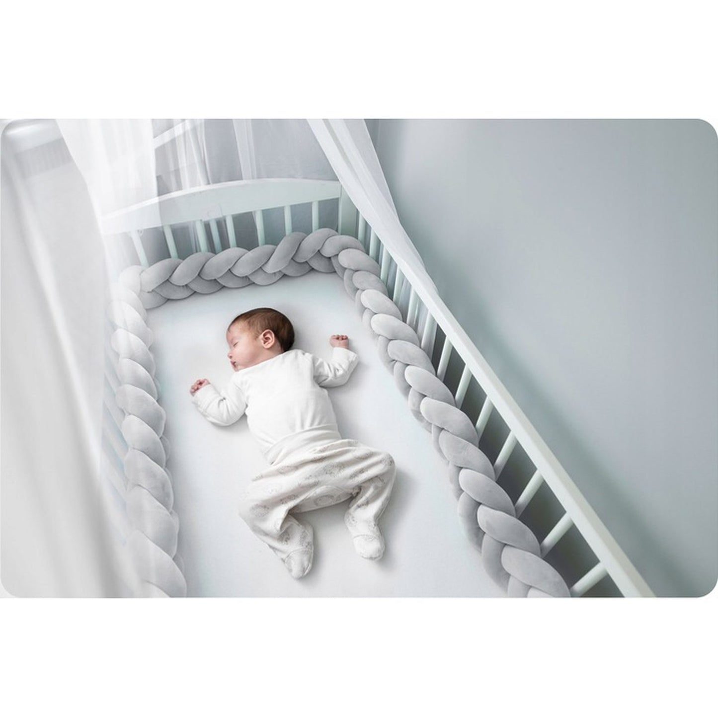 Protectie Laterala pentru Patut idealSTORE, Lungime 3 m, Material moale, Placut la atingere, Gri