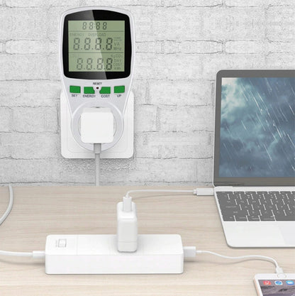 Priza cu Contor de Energie, Display Digital LCD, Monitorizare Consum Energetic, Setare Cost kWh, Amperaj, Tensiune, Putere Maxima 3680 W, Alb