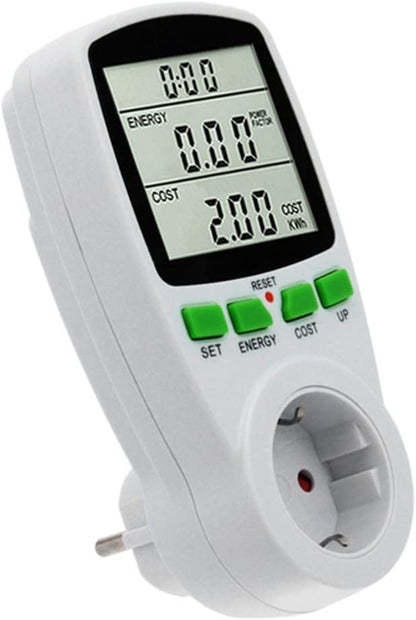 Priza cu Contor de Energie, Display Digital LCD, Monitorizare Consum Energetic, Setare Cost kWh, Amperaj, Tensiune, Putere Maxima 3680 W, Alb