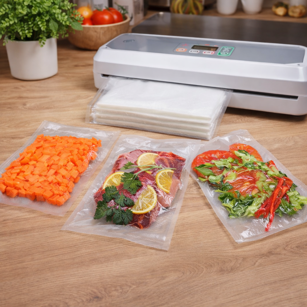 Set 50 Pungi Vidat Alimente 20x30 cm idealSTORE, Compatibile Aparat de Vidat, PE PA