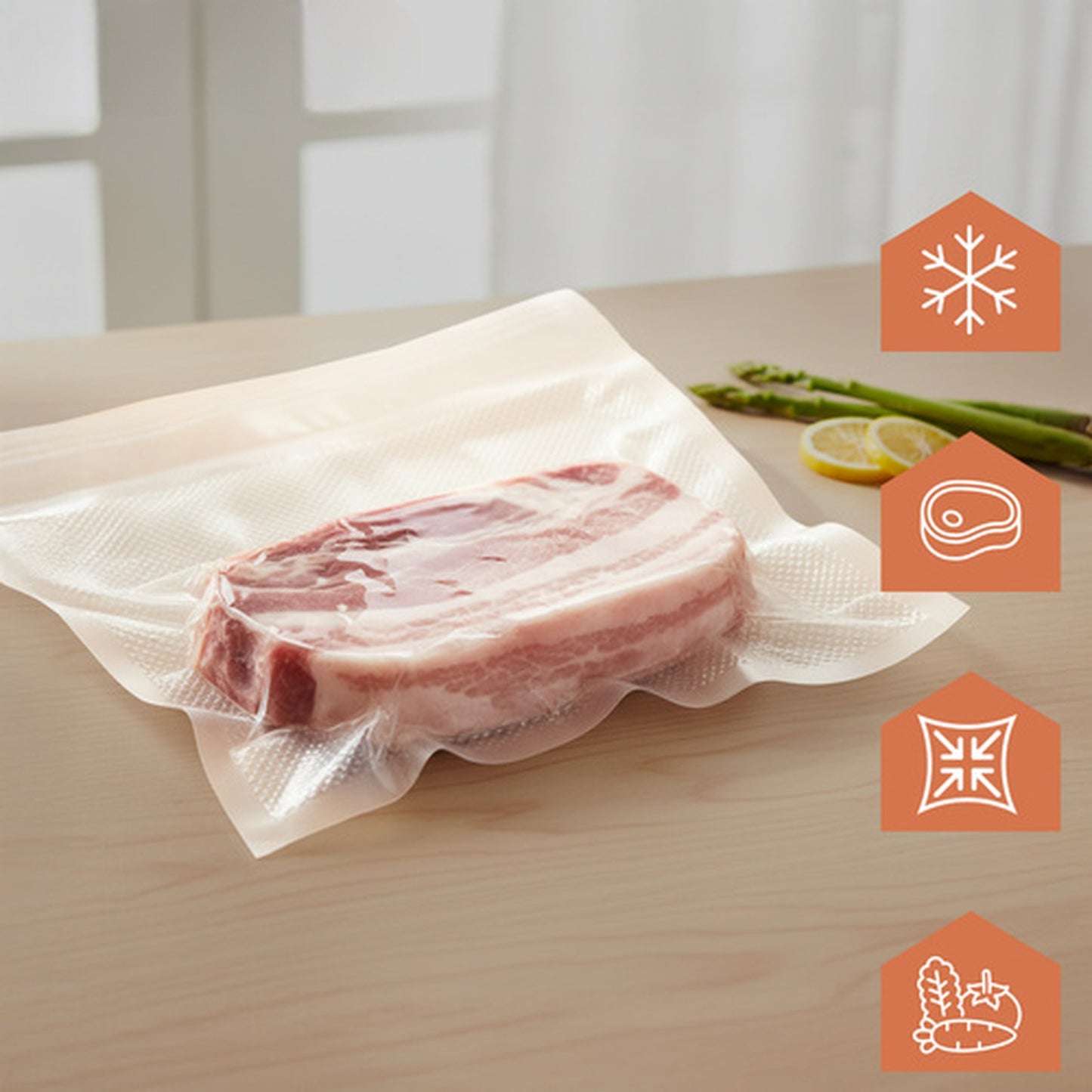 Set 50 Pungi Vidat Alimente 20x30 cm idealSTORE, Compatibile Aparat de Vidat, PE PA
