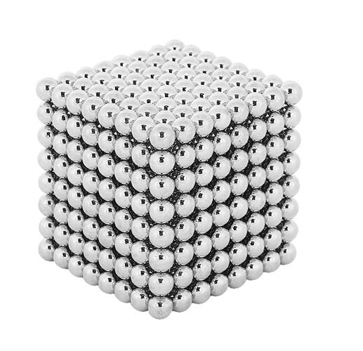 Puzzle Magnetic SILVER CUBE, 512 Sfere cu Diametru de 5mm, Sprijina dezvoltarea inovatiei,Silver
