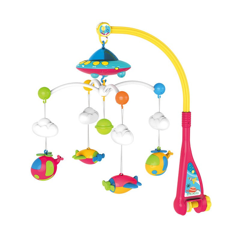 Carusel muzical pentru patut cu jucarii detasabile, rotatie 360, multicolor, buz